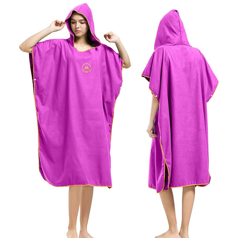 Hiturbo Microfiber Surf Poncho, Wetsuit Changing Bath Robe, Quick Dry Pool Swim Beach Towel with Hood (Rose Pink) - Image 1